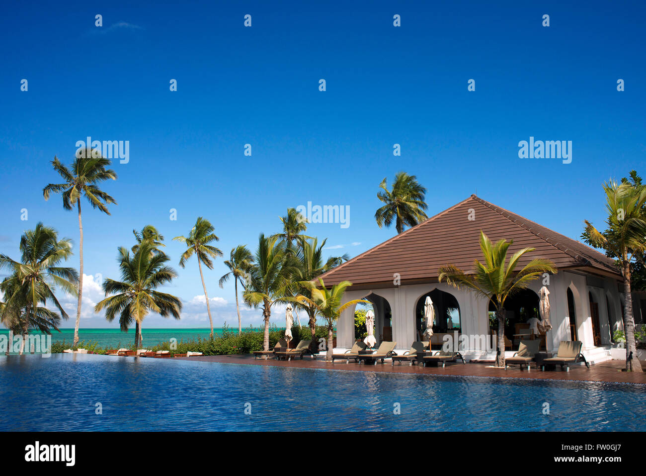 Swimming Pool of The Residence Hotel in Sansibar Insel einen semi-autonomen Teil von Tansania in Ostafrika Stockfoto