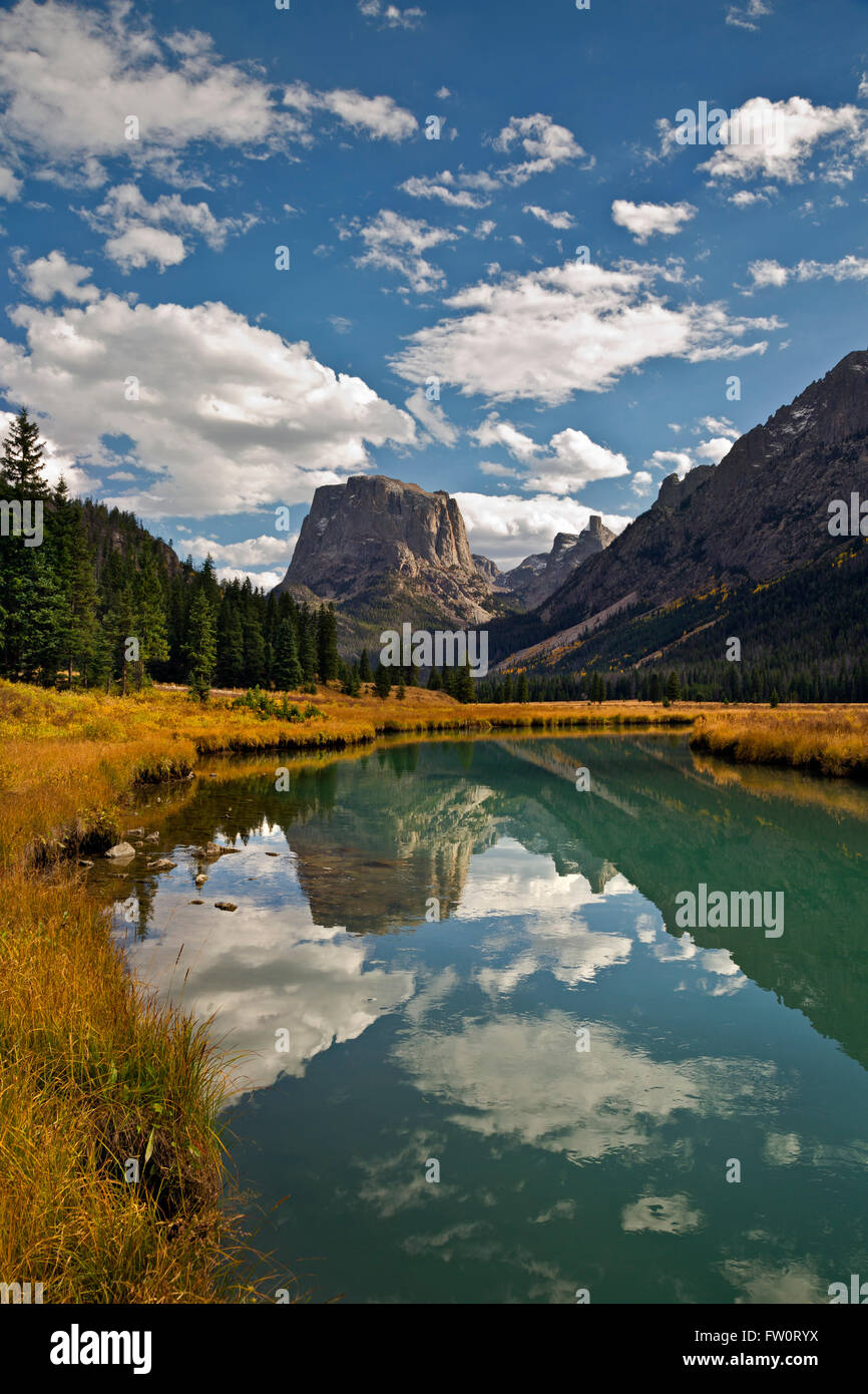 WY01406-00... WYOMING - Squaretop Berg in Green River in die Bridger Wilderness Area der Wind River Range widerspiegelt. Stockfoto