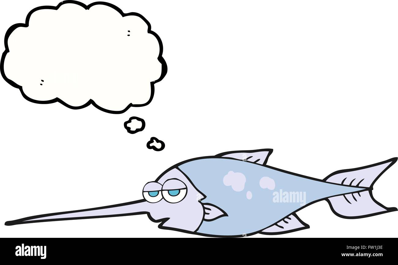 Freihändig gezeichnete Gedanken Bubble Cartoon Schwertfisch Stock Vektor