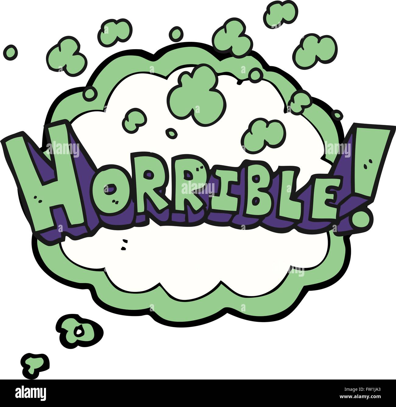 Freihändig gezeichnete Gedanken Bubble Cartoon Wort schrecklich Stock Vektor