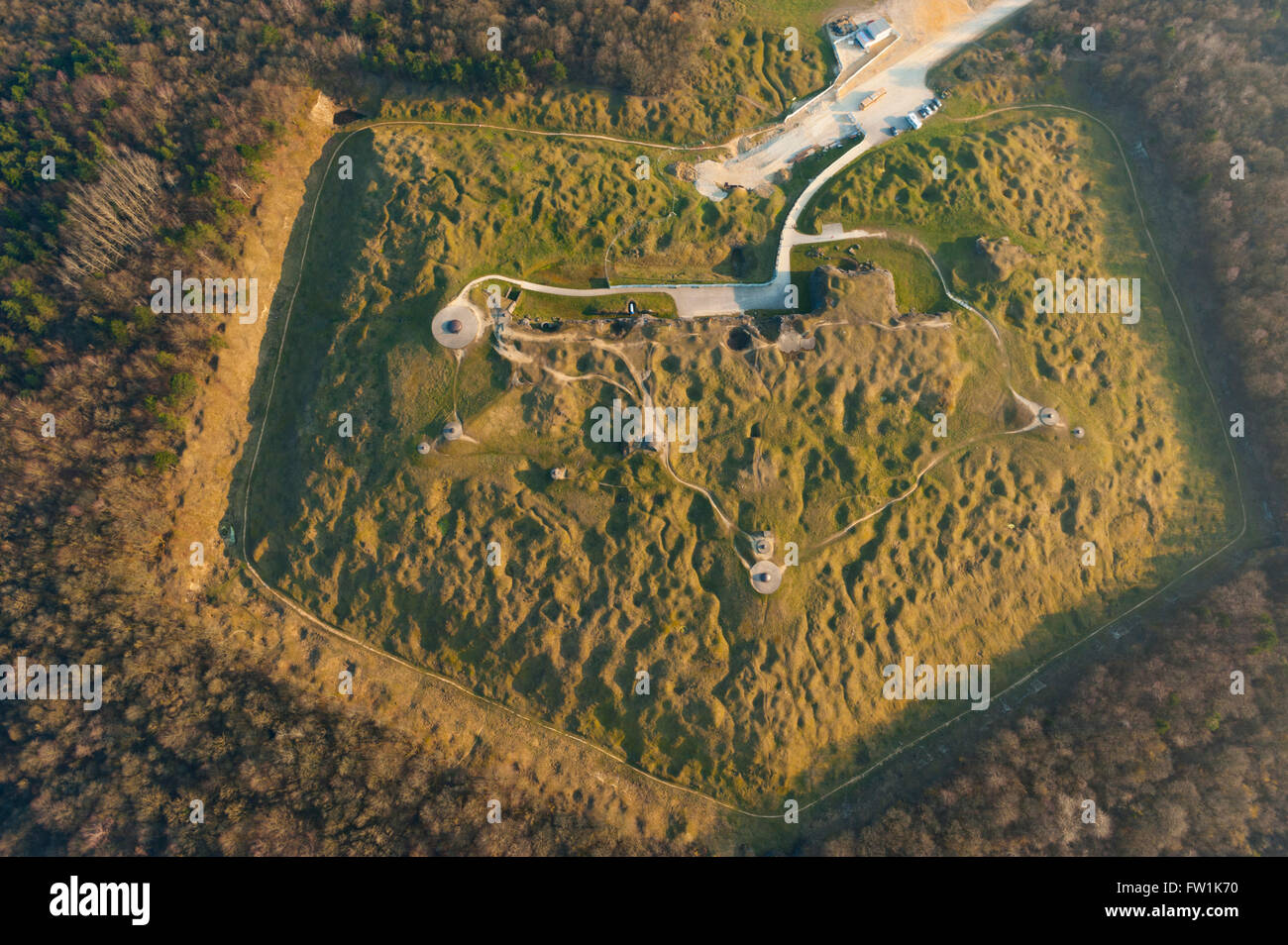 Meuse (55), Verdun, champs de Batailles De La 1ere Guerre Mondiale, Douaumont, Fort (Vue Aerienne) / / Frankreich, Meuse (55), Verd Stockfoto