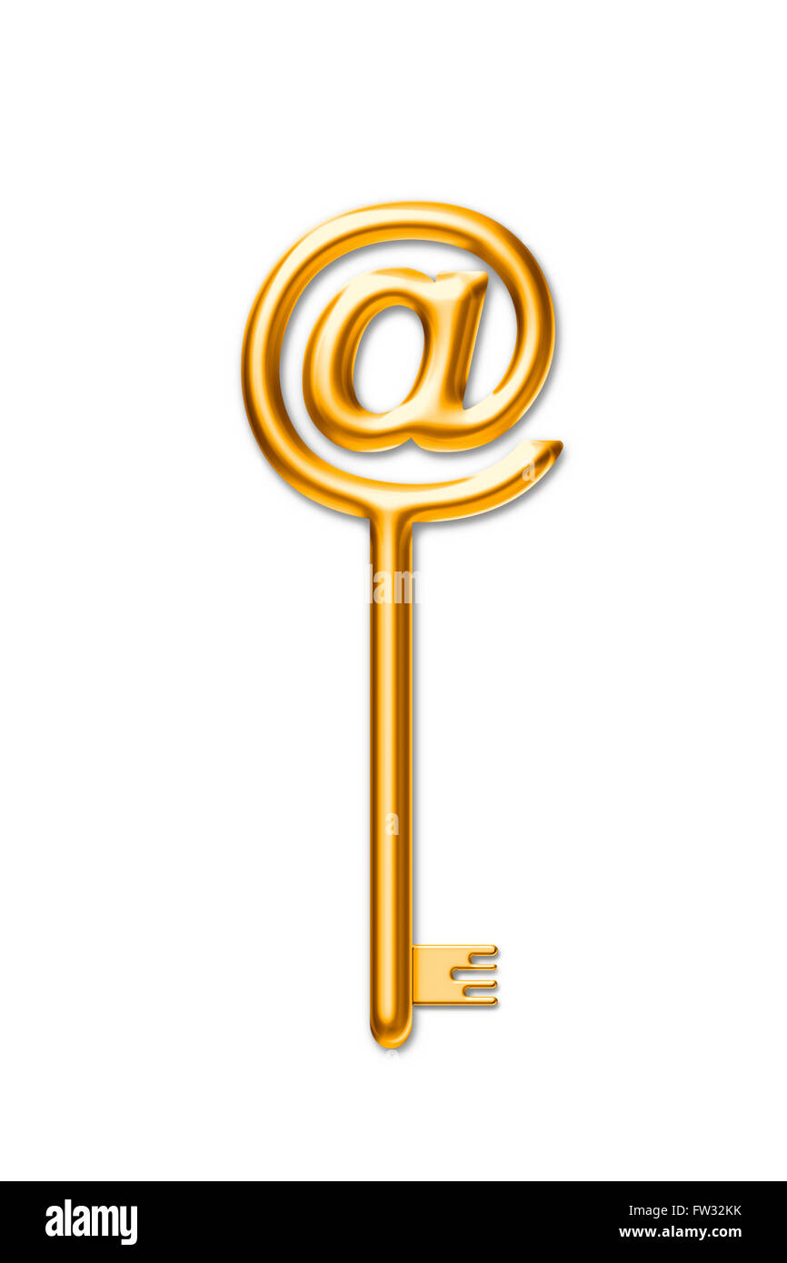 alter goldener Schlüssel auf weißem Hintergrund Stockfoto 85477429