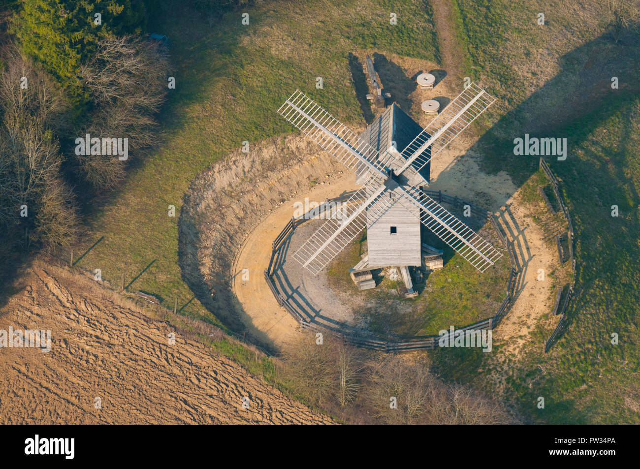 Meuse (55), Azannes, Dorf des Vieux Métiers, Moulin ein Schlot (Vue Aerienne) / / Frankreich, Meuse (55), Azannes, alten Handwerksdorf Stockfoto