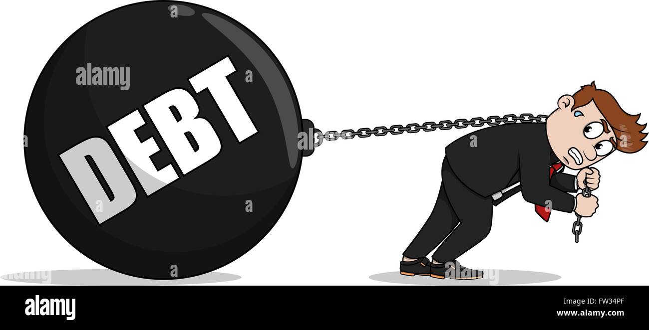 Große Schulden-Ball-Business-Mann Stock Vektor