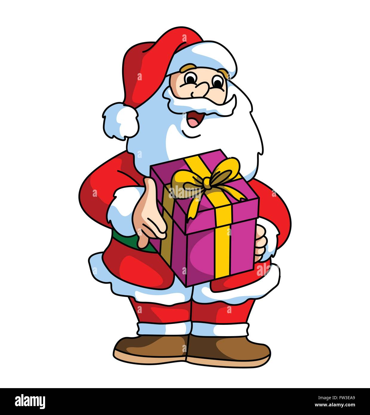 Santa Claus lächelnd und bringen das Geschenk Stock Vektor