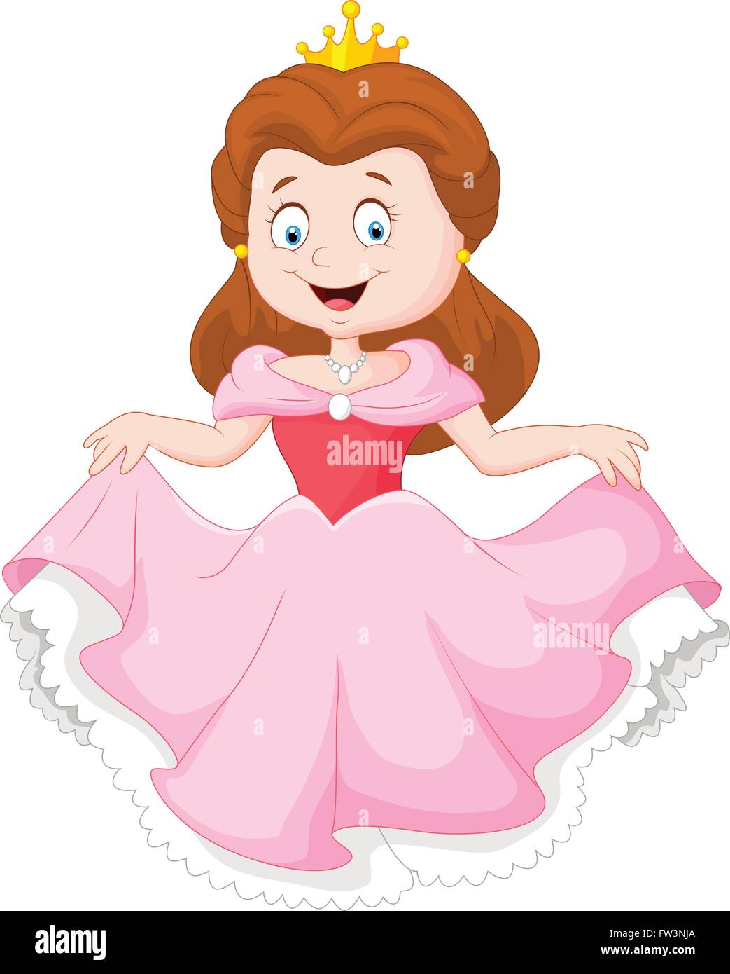 Cartoon Prinzessin In Rosa Kleid Stock Vektorgrafik Alamy