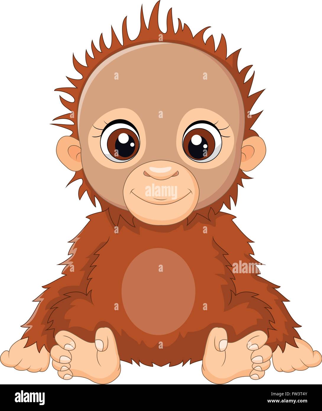Cartoon Baby Orang-Utan sitzen Stock Vektor