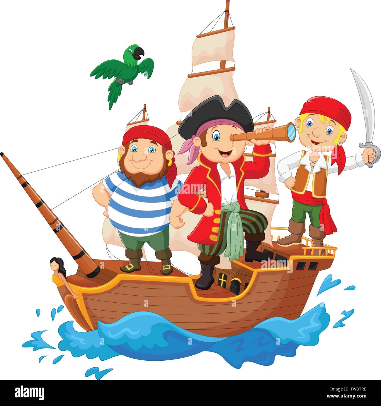 Cartoon-wenig Piraten war das Meer Surfen Stock Vektor