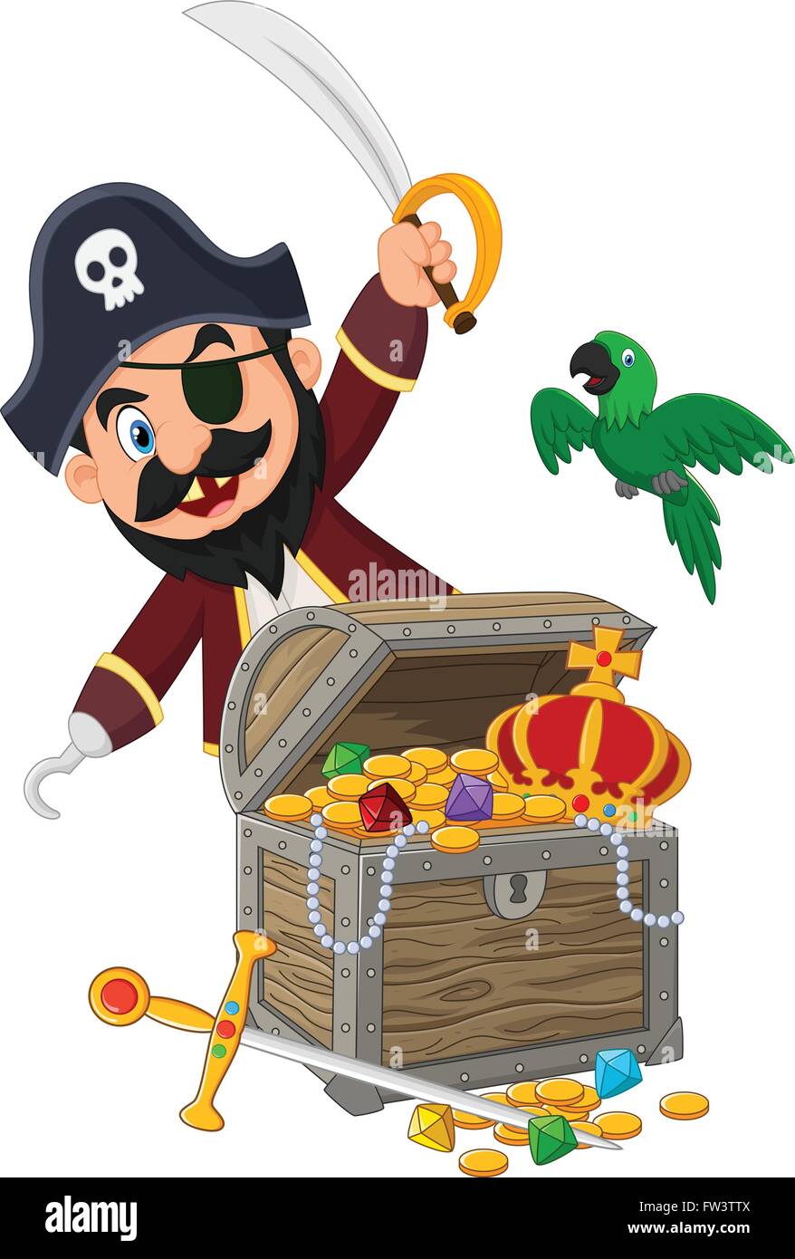 Piratenschwert Holding Cartoon Stock Vektor