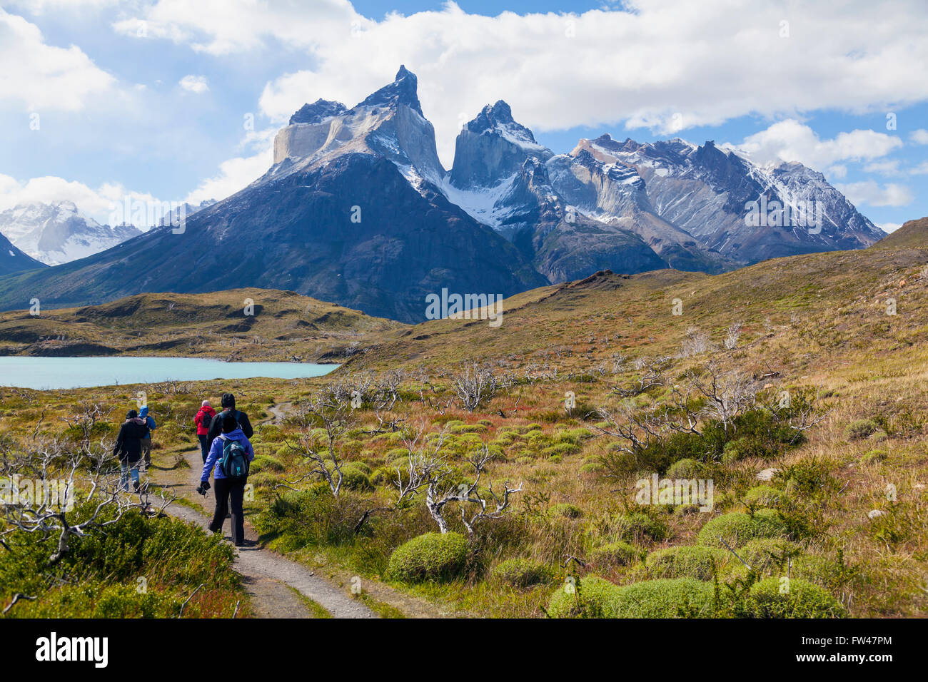 Trekking in Patagonien Stockfoto