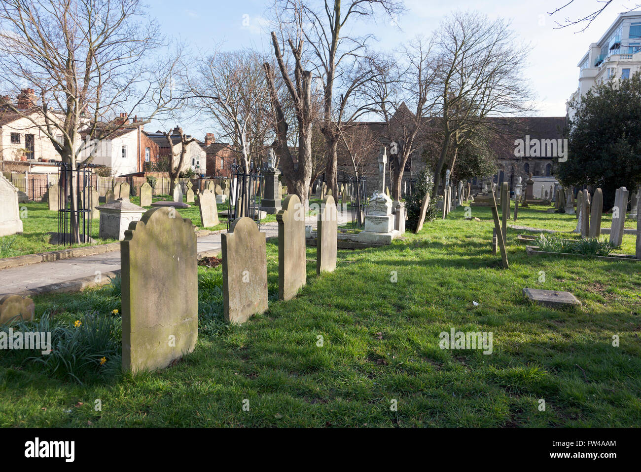 Johannes der Täufer Kirche Parkfriedhof, Southend-on-Sea, Essex, UK Stockfoto