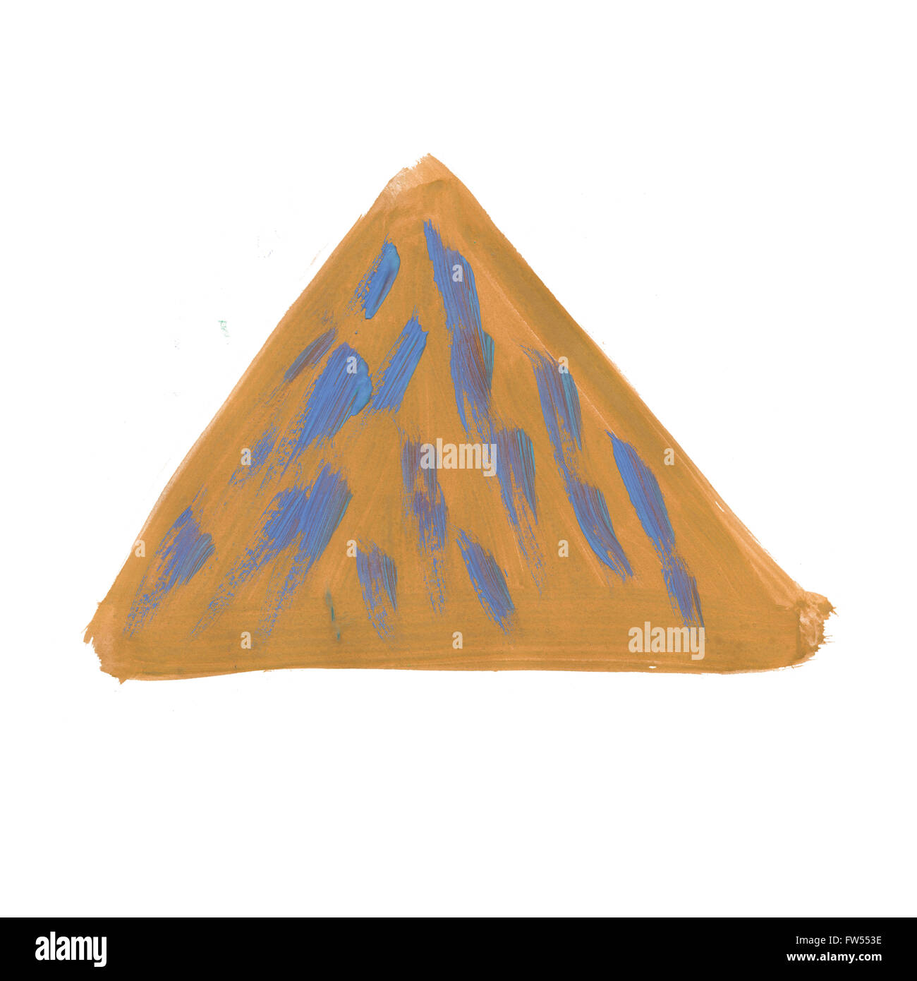 Aquarell braun blau handgemachte Dreieck isoliert auf weißem Hintergrund Stockfoto