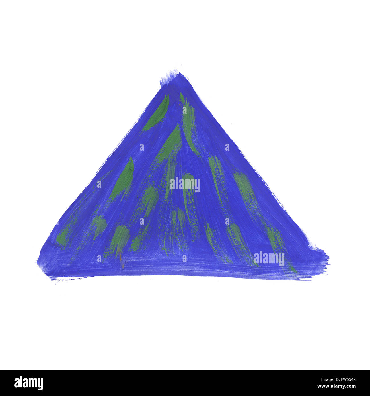 Aquarell Blau grüne handgemachte Dreieck isoliert auf weißem Hintergrund Stockfoto