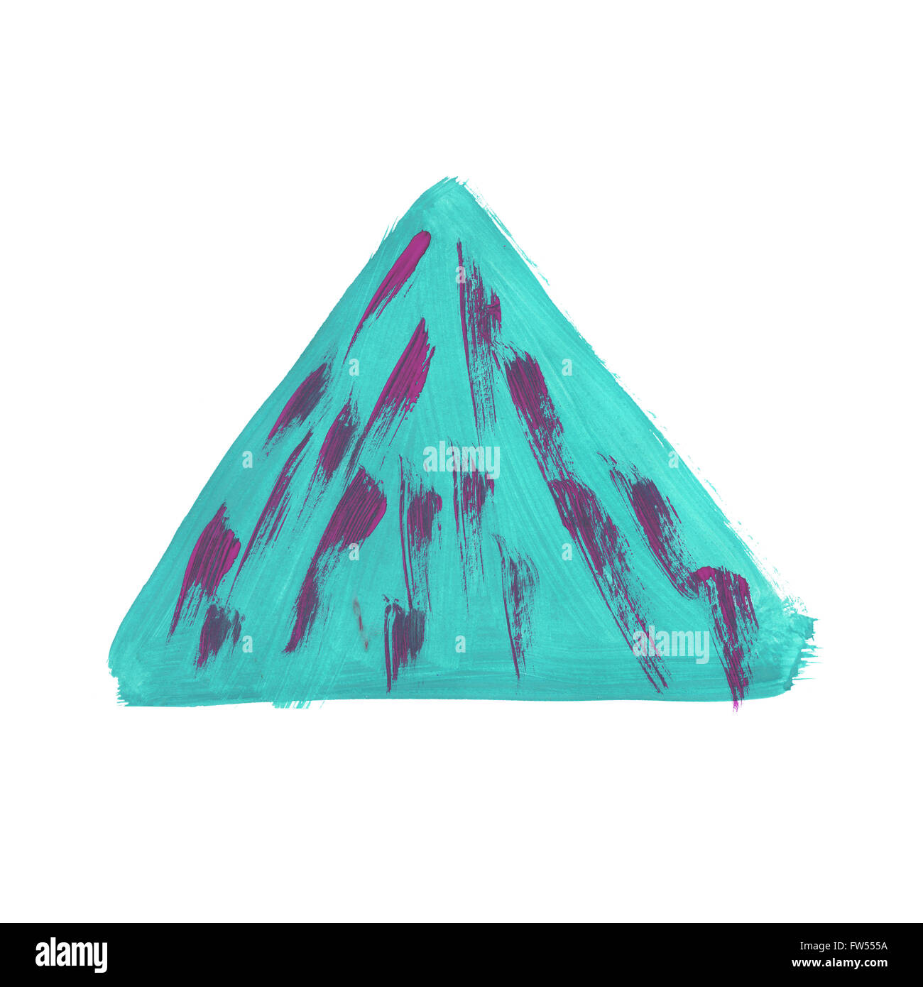 Aquarell blau lila handgemachte Dreieck isoliert auf weißem Hintergrund Stockfoto
