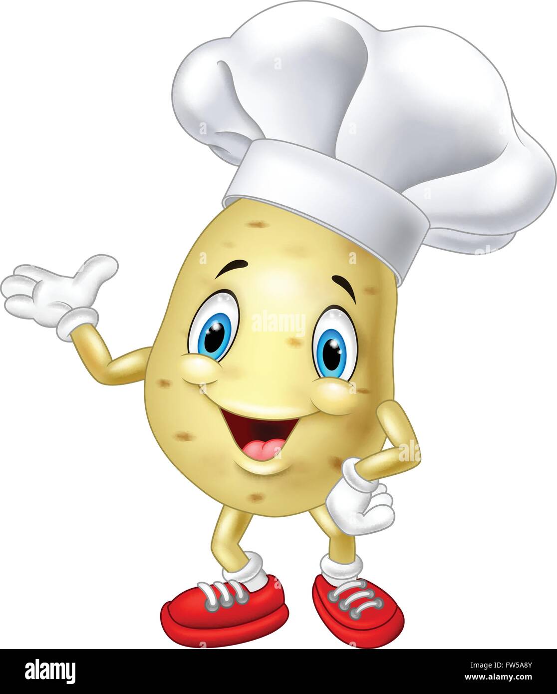 Cartoon Chef Kartoffel Hand winken Stock Vektor