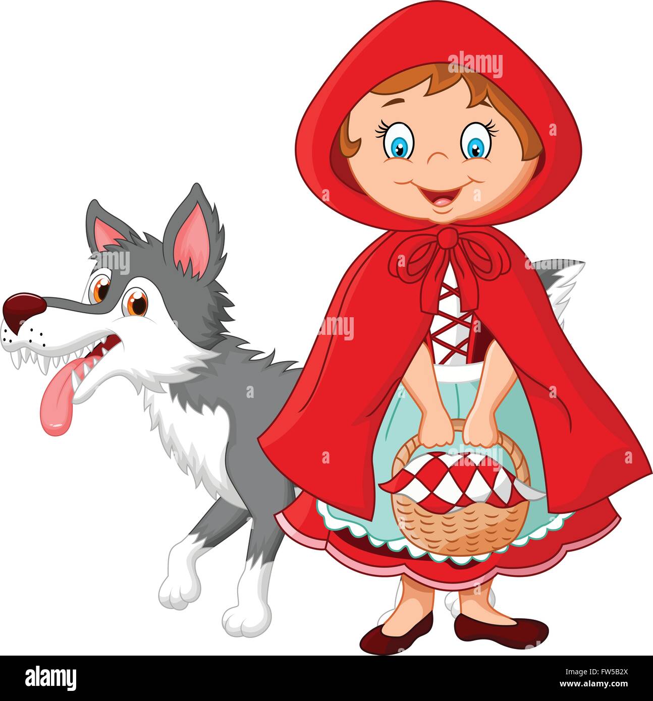 Little Red Riding Hood-Sitzung mit einem wolf Stock Vektor