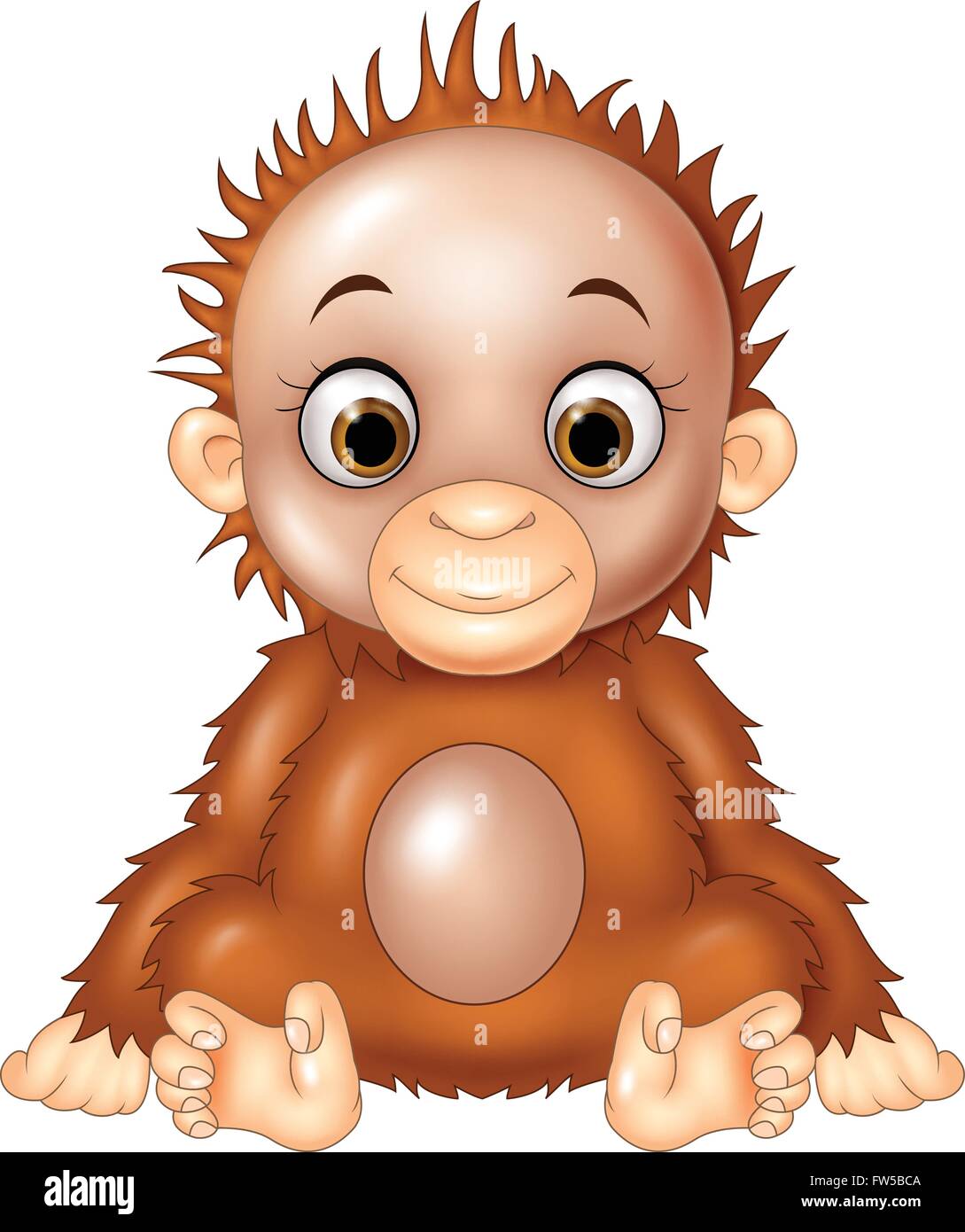 Cartoon-lustige Baby Orang-Utan isoliert auf weißem Hintergrund Stock Vektor
