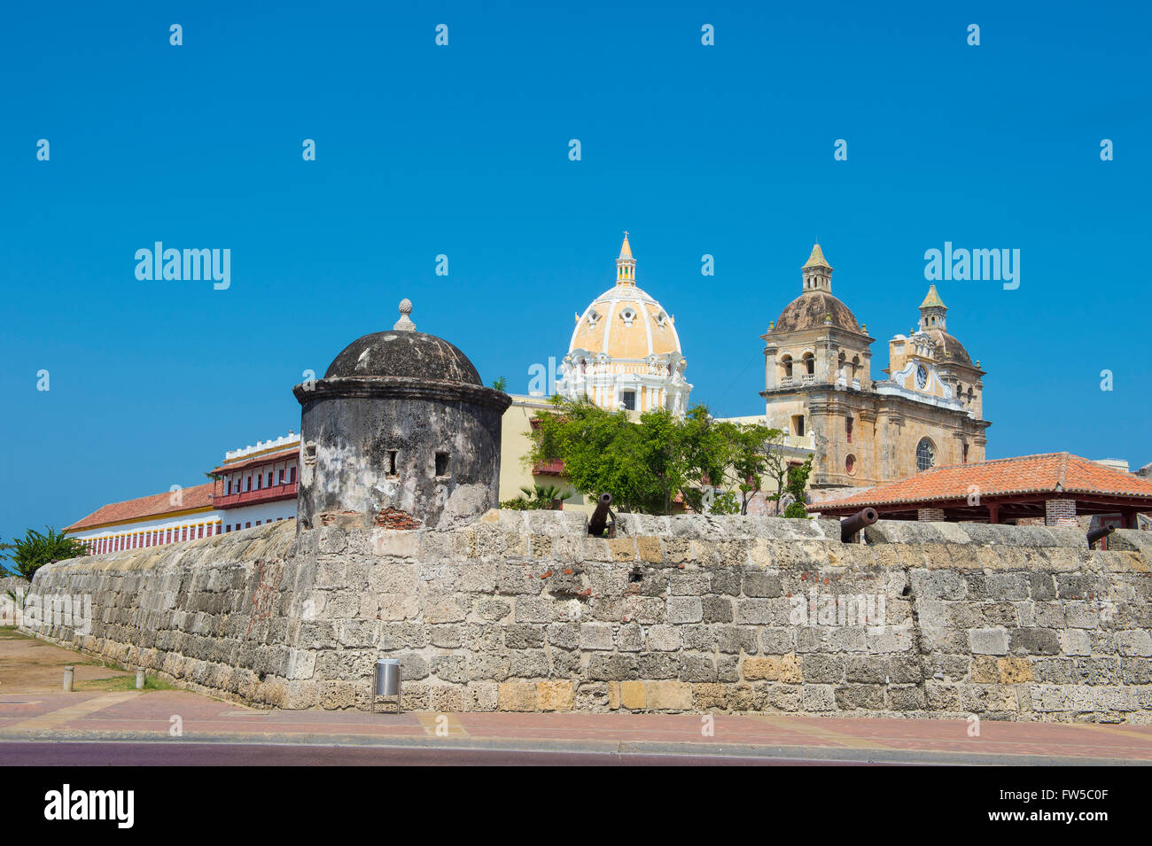 Street View von der alten Stadt von Cartagena Kolumbien Stockfoto