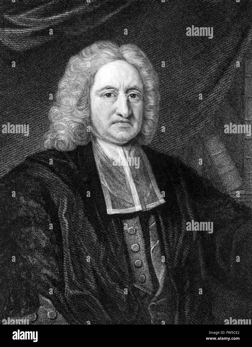 Englische Astronom Edmond Halley (1656-1742) und thematischen Kartographen. Kupferstich von W.T Fry. Siehe Beschreibung für mehr Informationen. Stockfoto