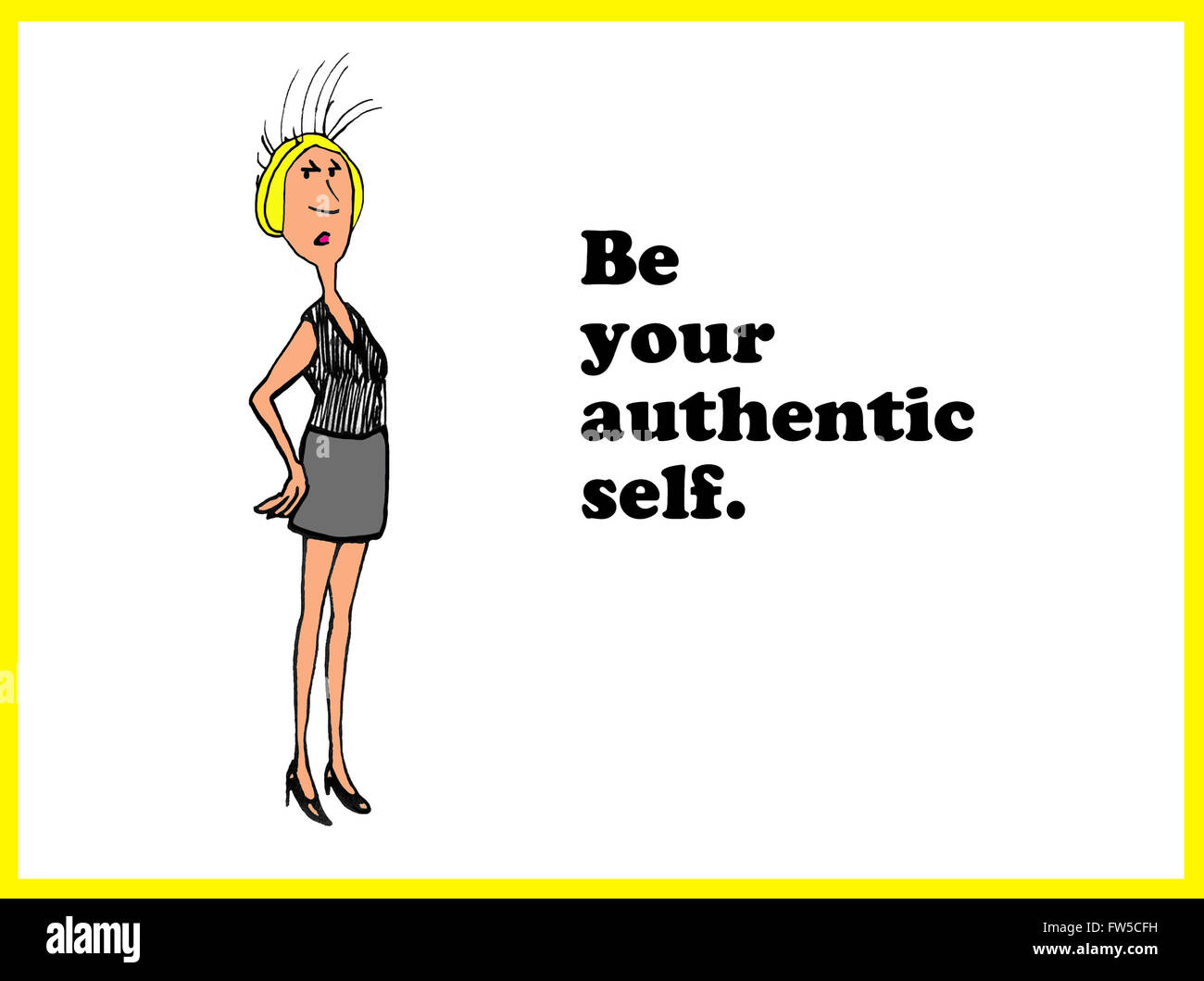 Business und Leben Cartoon Illustration ermutigen, "Ihr authentisches selbst sein". Stockfoto