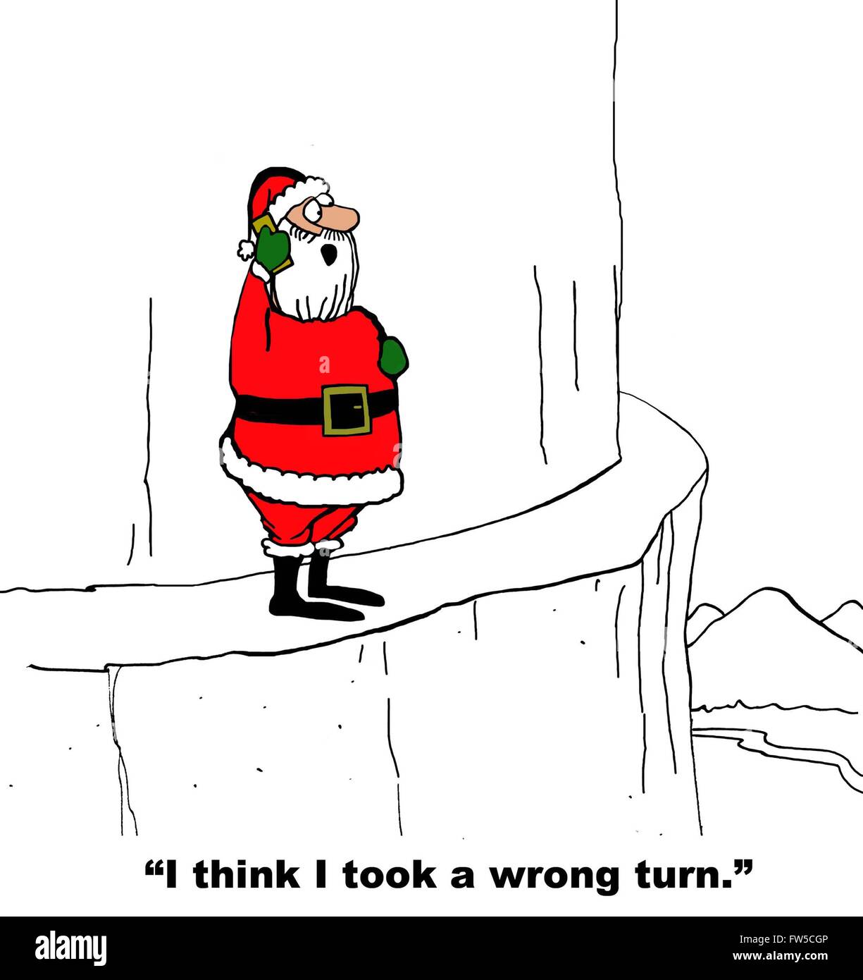 Weihnachten Cartoon über einen verlorenen Weihnachtsmann. Stockfoto