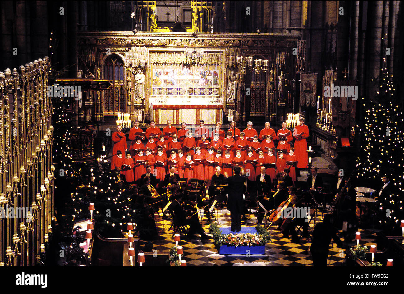 Chor der Westminster Abbey, City of London Sinfonia, Weihnachten 1999 in Westminster Abbey EU/05 Stockfoto
