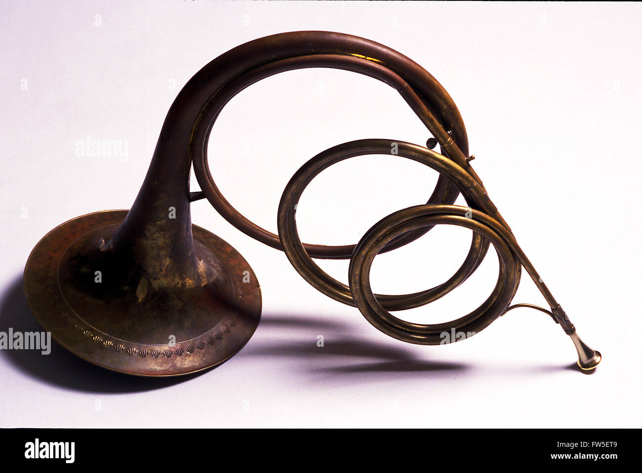 INST - Messing - HORN - frühe Klassik-(kein Stimmzug) von A. Jungwirth nach Kerner, Wien, c.1770.  #GM/07 Stockfoto