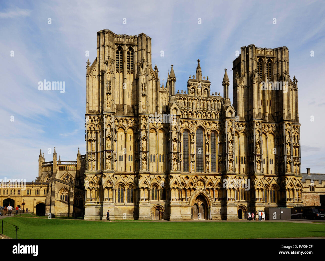 Wells Cathedral, erbauten Kathedrale von Bischof Jocelyn von Wells 1180-1245. Somerset, England. Stockfoto