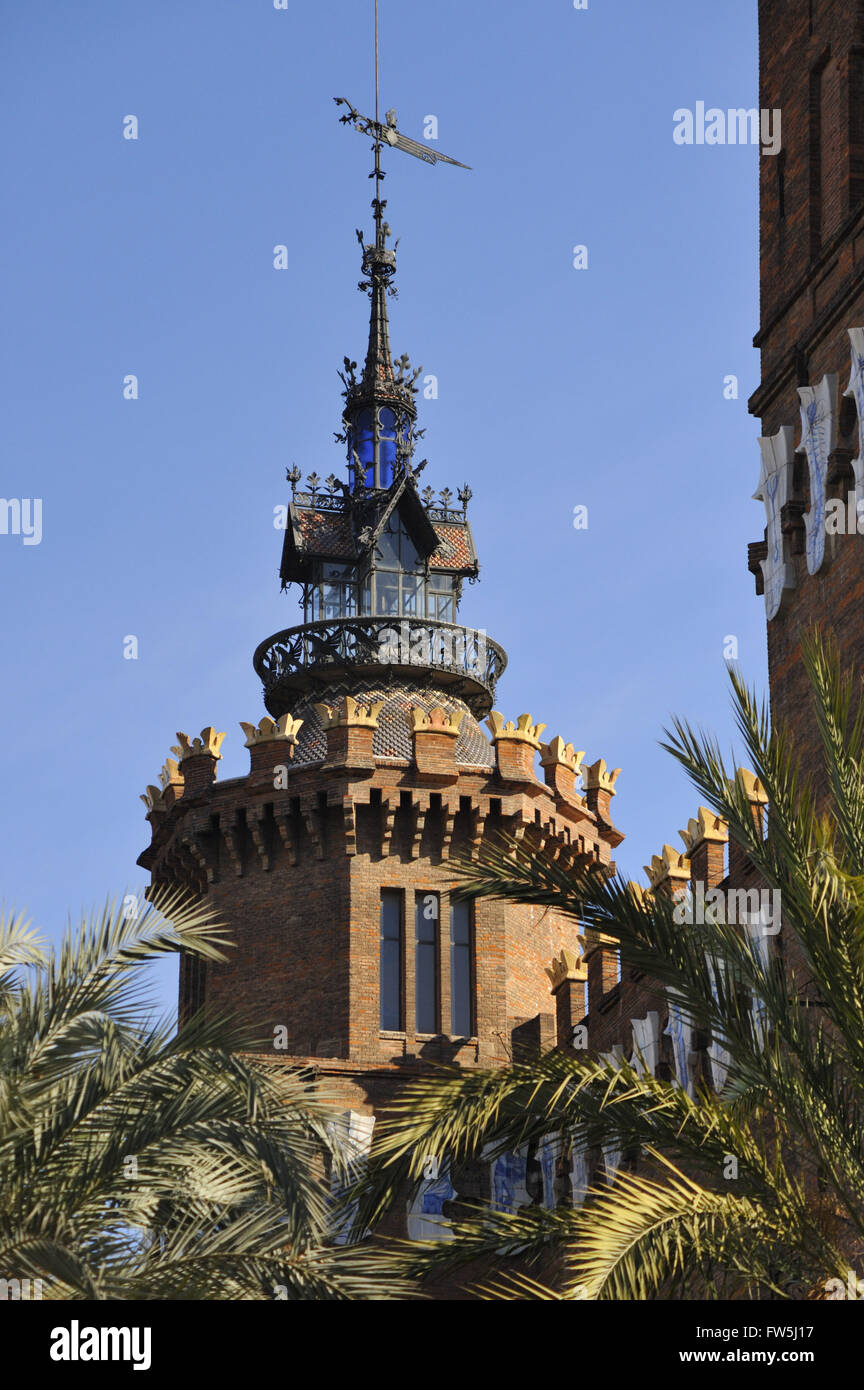 Museum of Natural Sciences und Zoologie, Altstadt Barcelonas; Museu de Cinces Naturals. Turm und "Festungen" Stockfoto