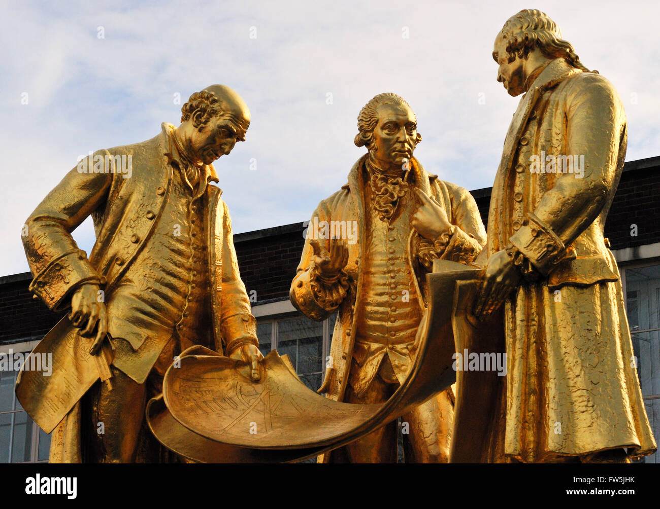 Matthew Boulton 1728-1809, James Watt 1736-1819, Pioniere der Dampfmaschine, & William Murdoch 1754-1839, Pionier des Gases Stockfoto