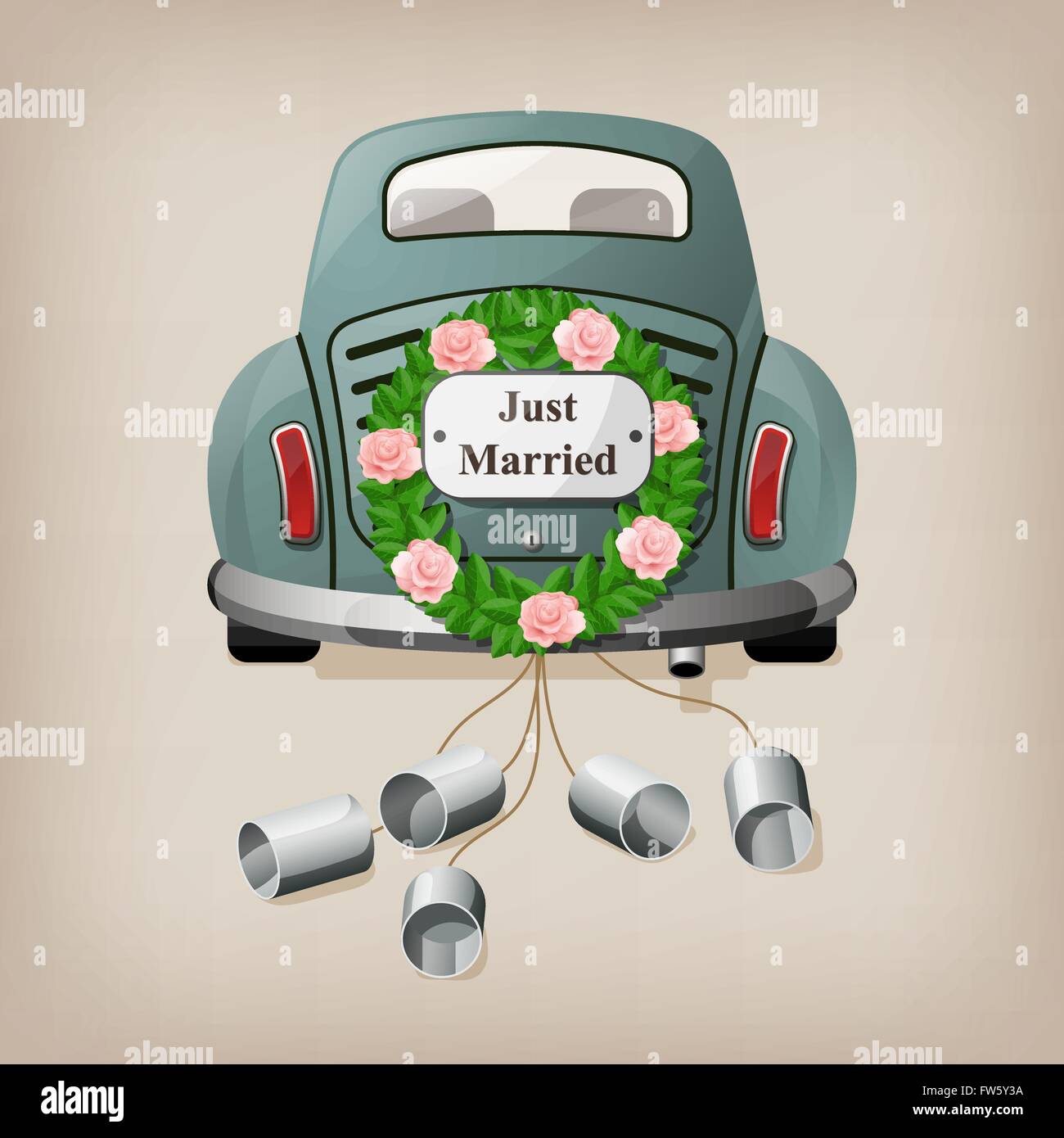 Just married car cans -Fotos und -Bildmaterial in hoher Auflösung – Alamy