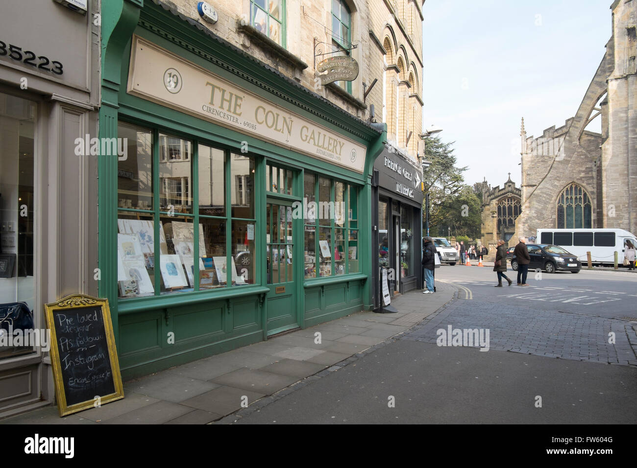 Coln Galerie Art Materialien Shop in Black Jack Street, Cirencester, Gloucestershire, Großbritannien Stockfoto