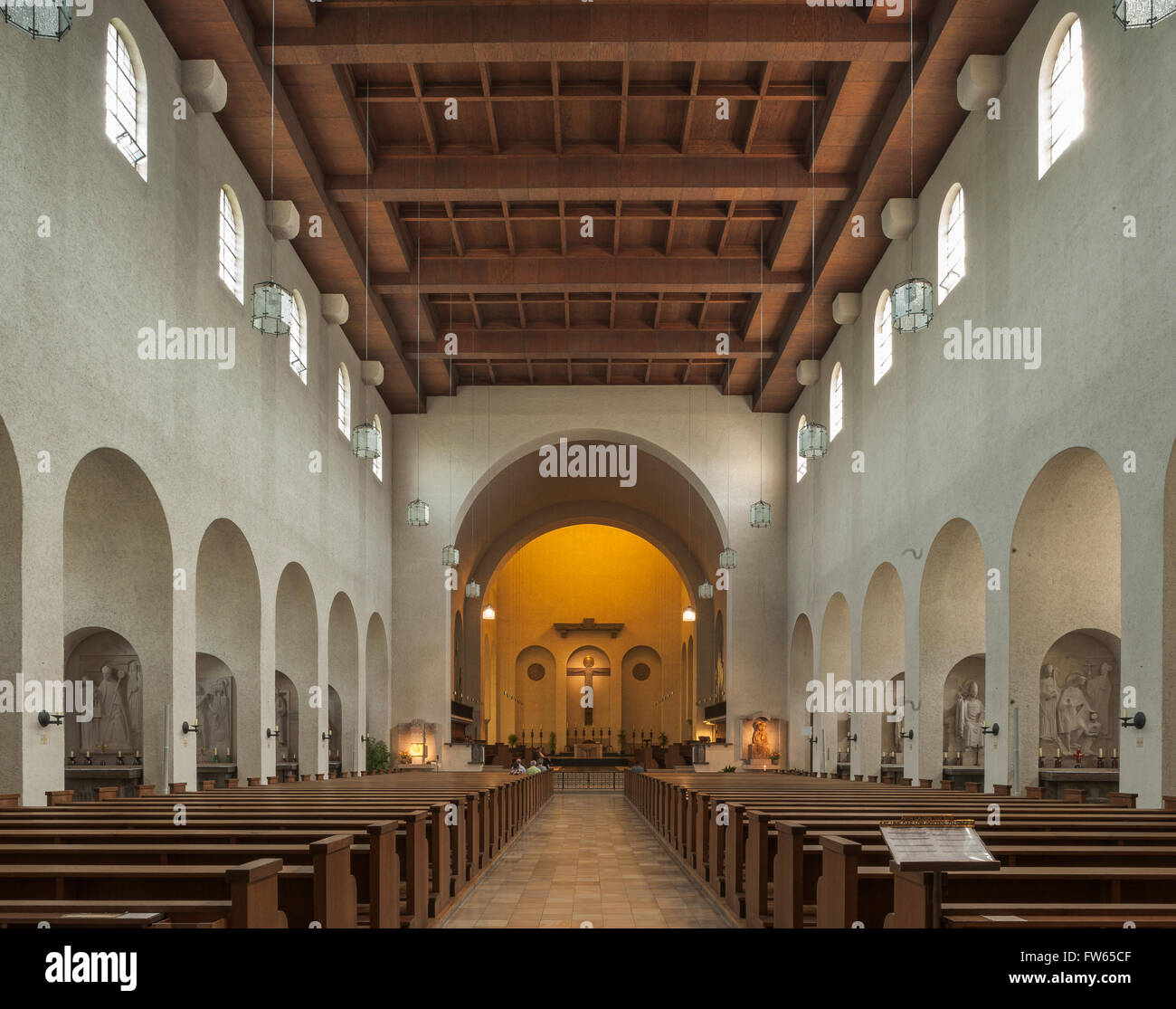 Kirchenschiff, Innenraum, Münsterschwarzach Abbey, Benediktiner-Kloster ...