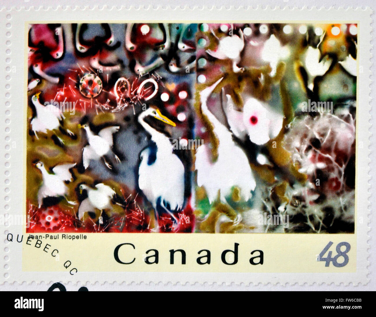 Kanada - CIRCA 2003: Eine Briefmarke gedruckt in Kanada zeigt eine abstrakte Arbeiten von Jean Paul Riopelle, circa 2003 Stockfoto