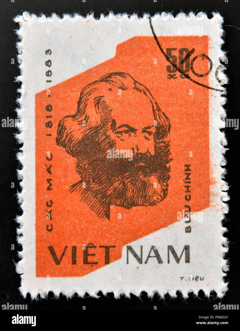 VIETNAM - CIRCA 1970: A Briefmarke gedruckt in Vietnam zeigt Karl Marx, ca. 1970. Stockfoto