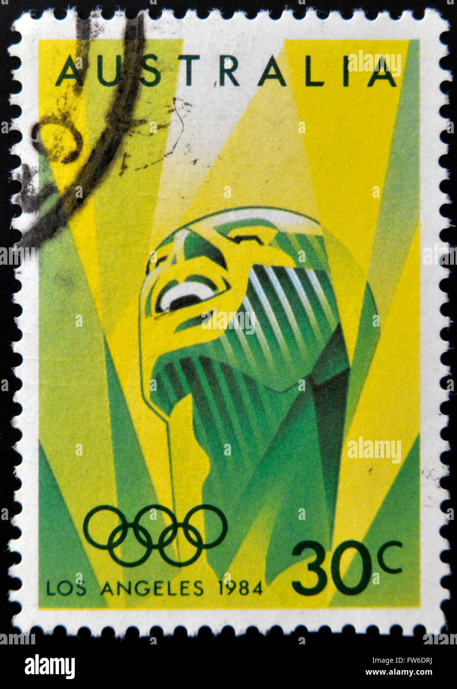 Australien - CIRCA 1984: Eine Briefmarke gedruckt in Australien zeigt Bild feiern den Olympischen Spielen 1984 in Los Angeles, ca. 1 Stockfoto