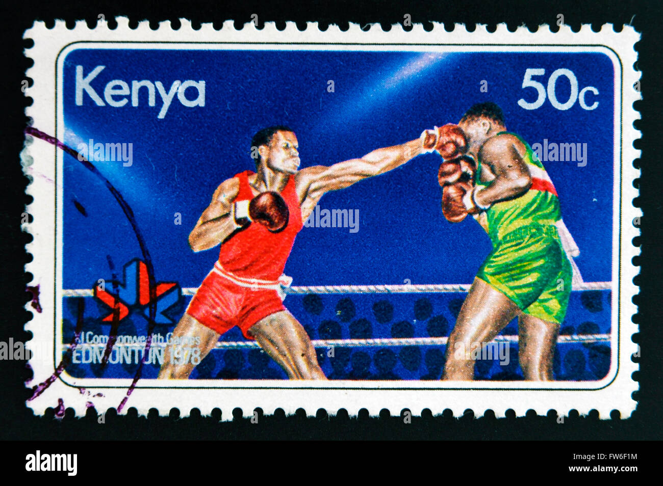 Kenia - CIRCA 1978: Eine Briefmarke gedruckt in Kenia zeigt Bild des Boxens, ca. 1978. Stockfoto