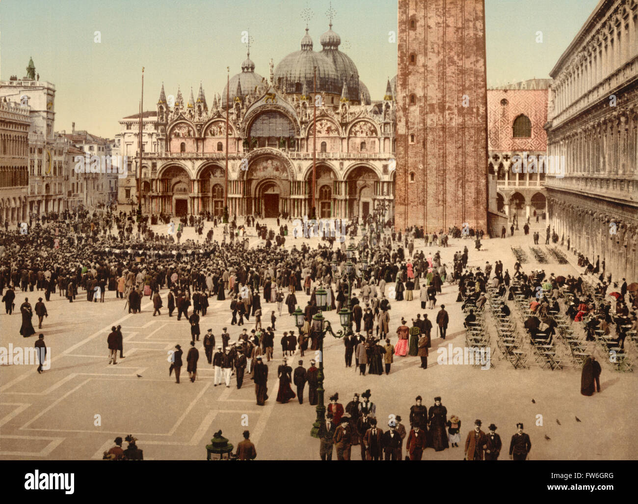 Konzert, Markusplatz, Venedig, Italien, Photochrome Print, um 1900 Stockfoto