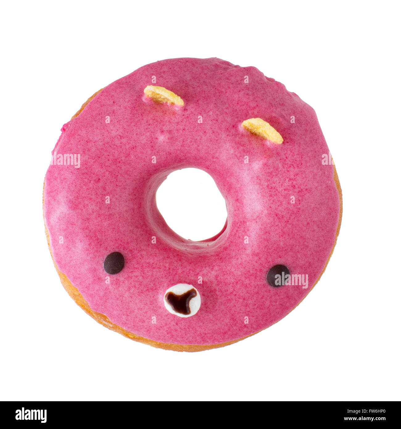 Rosa Bär Donut isoliert Stockfoto
