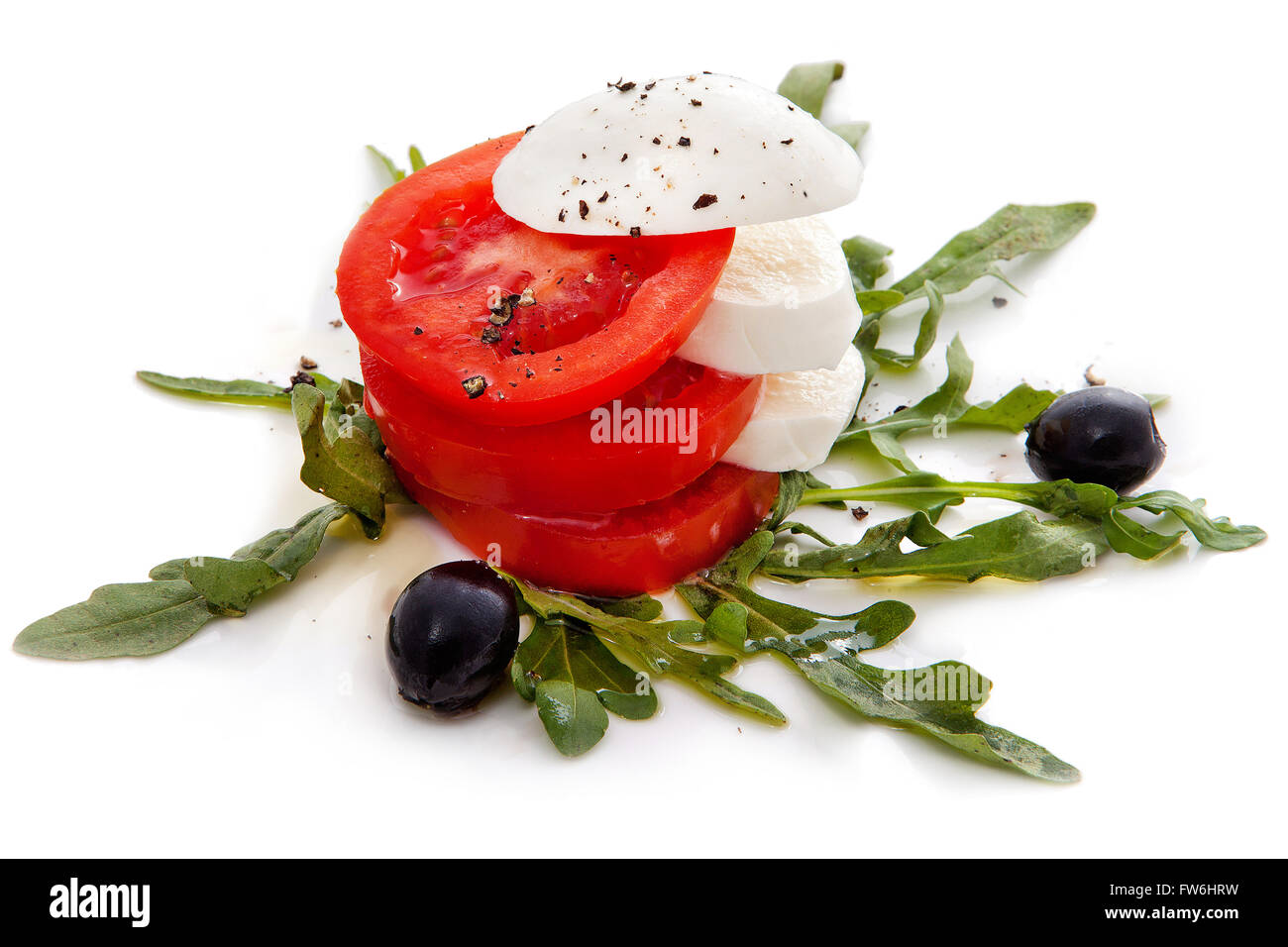 Salat Caprese weißen Hintergrund Stockfoto