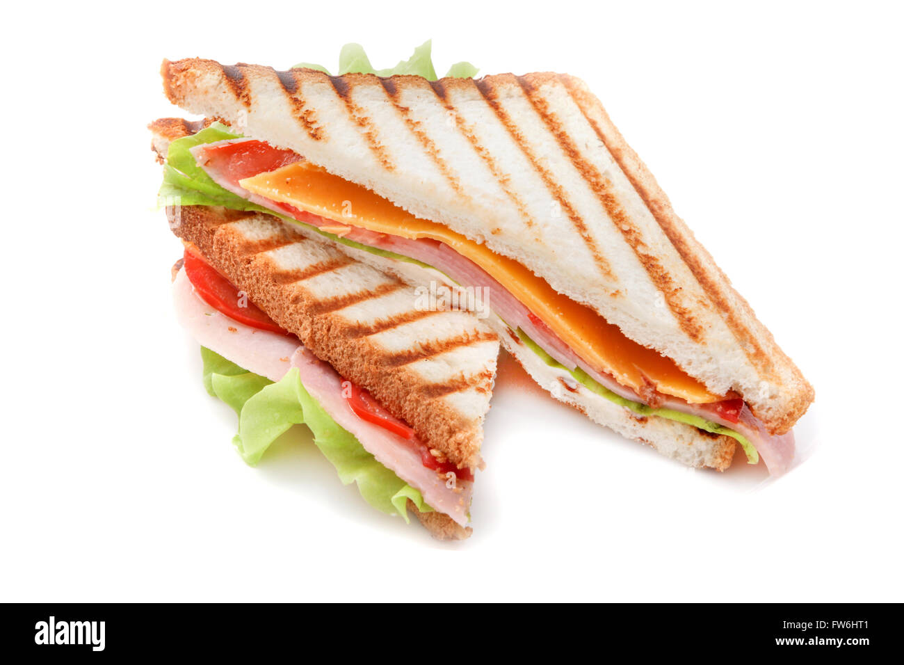 Sandwich mit Schinken und Käse Stockfoto