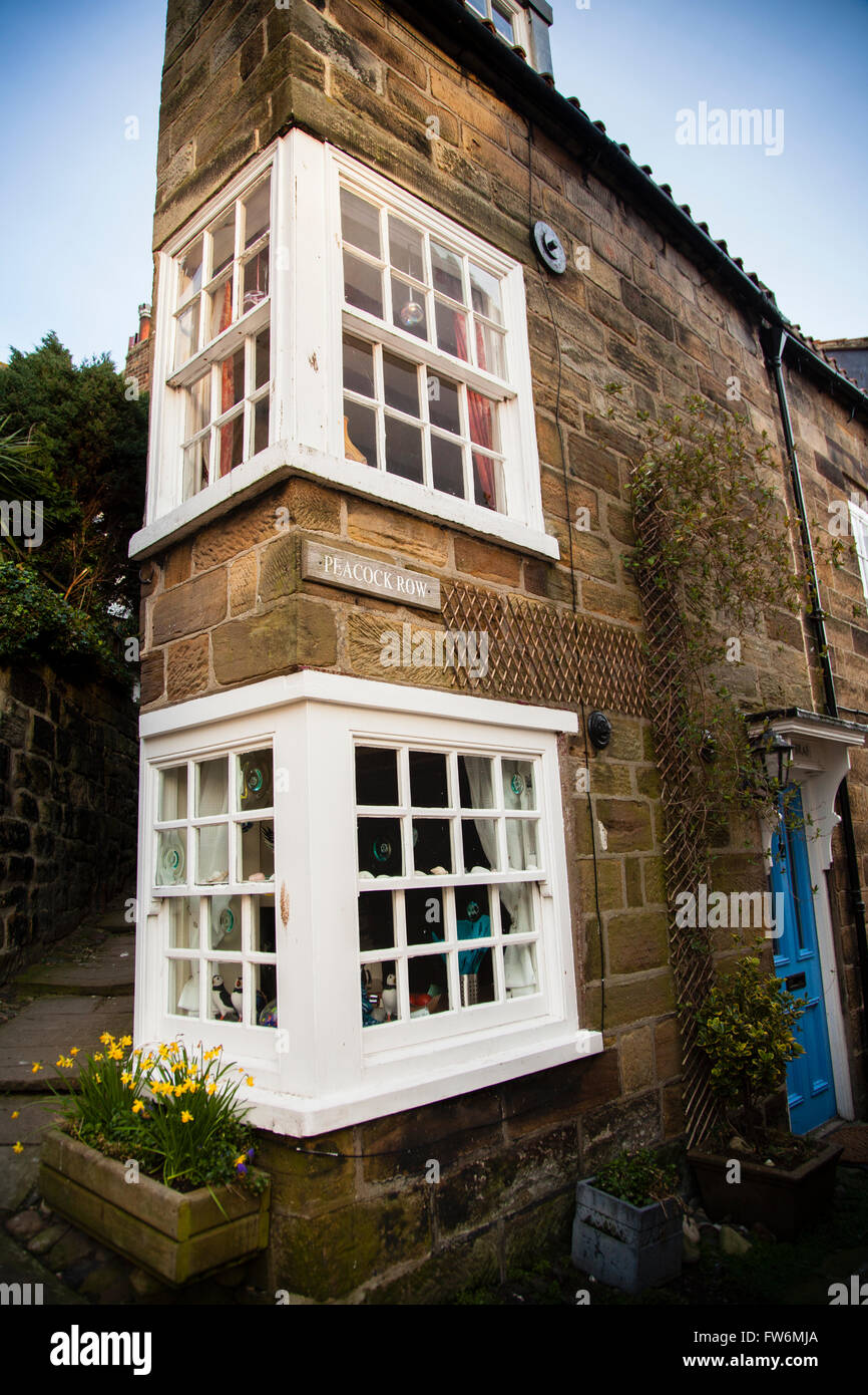 Dünne Haus in Robin Hoods Bay Stockfoto