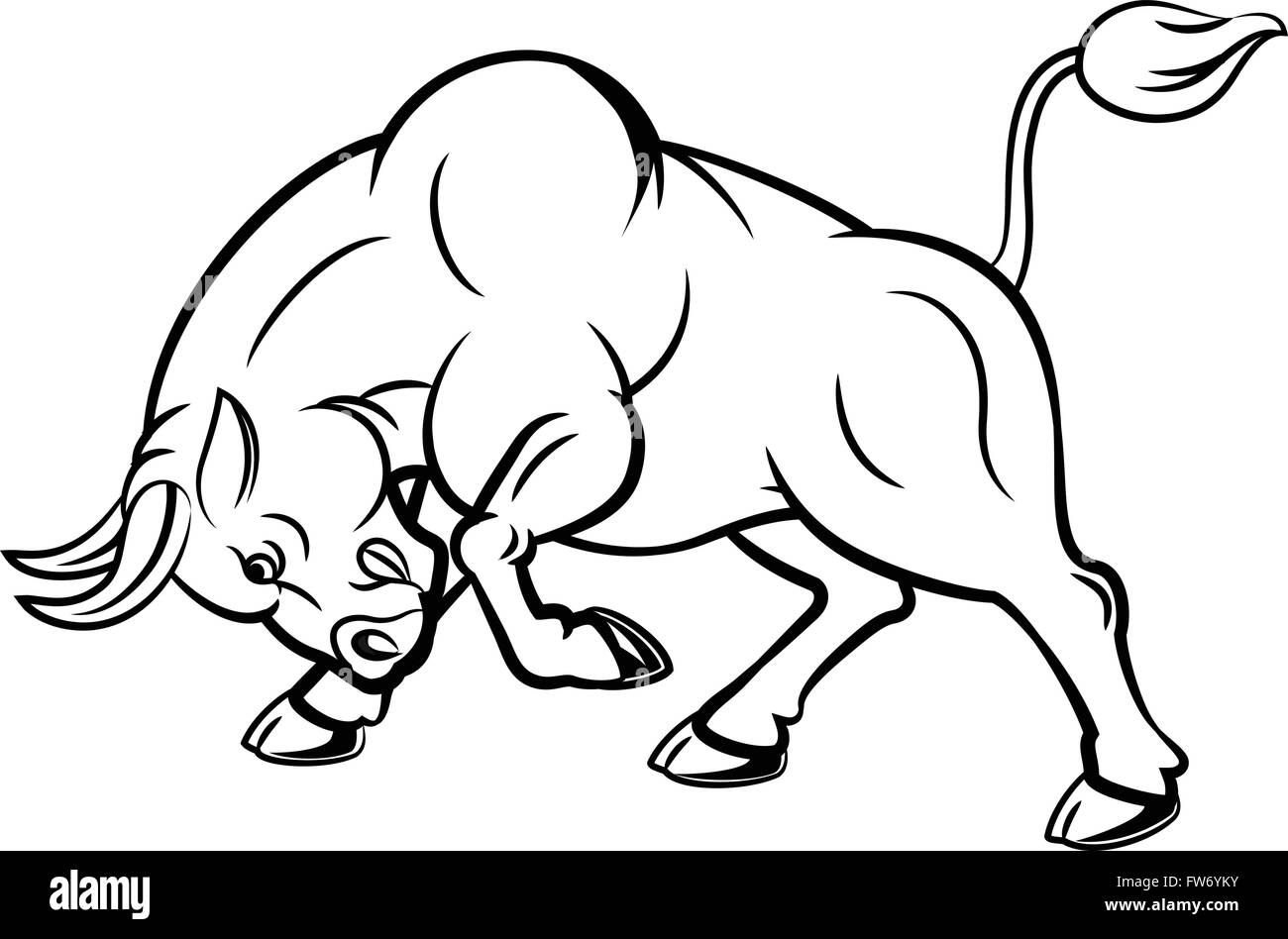 Illustration des wütenden Stier mit Angriff auf pose Stock Vektor