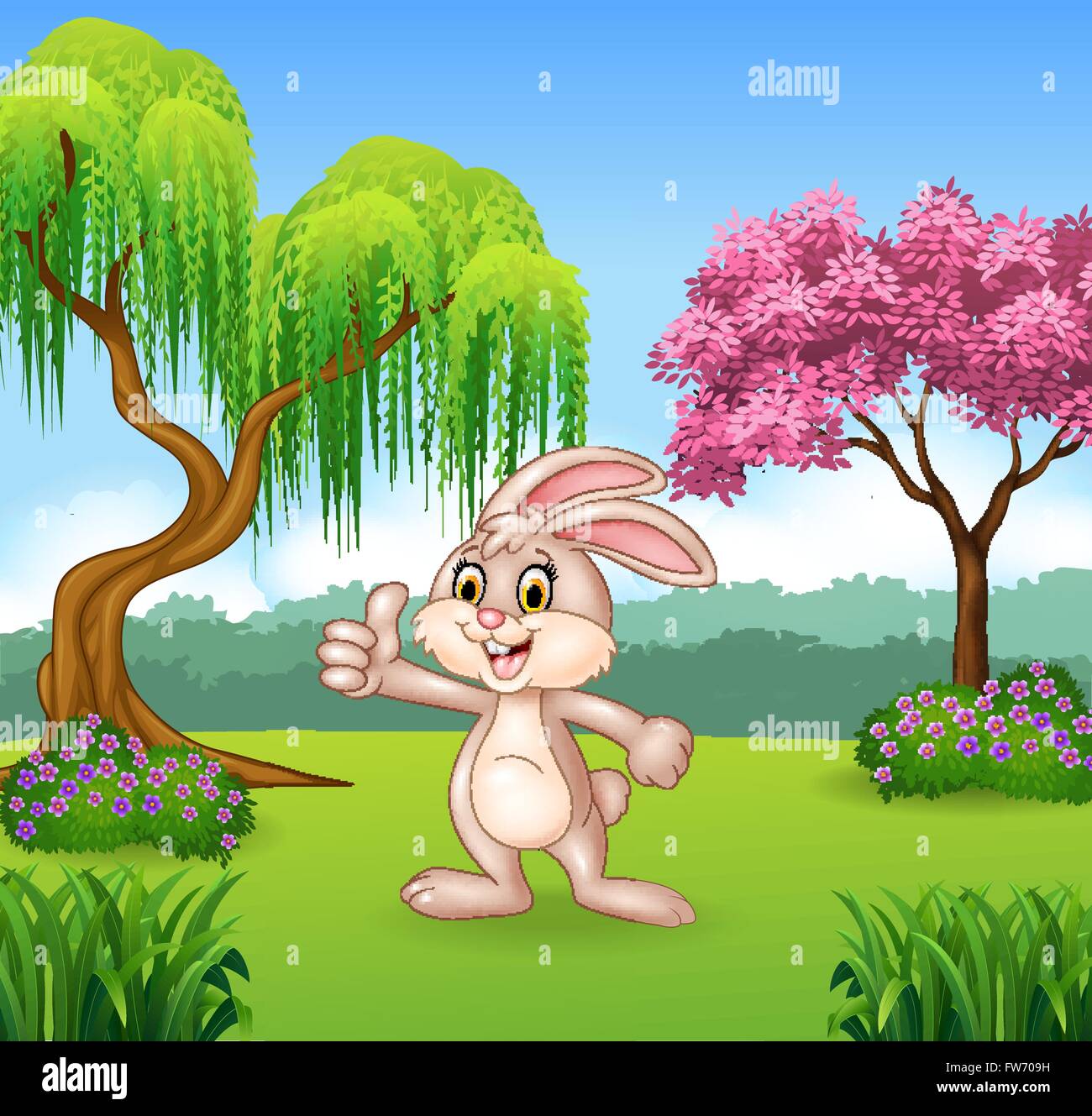 Cartoon-kleines Häschen Daumen aufgeben Stock Vektor