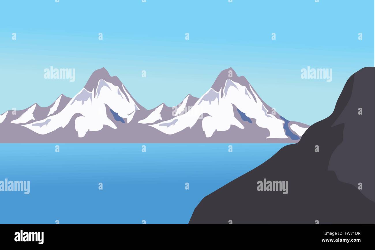 Blick auf die Berge Eis im Meer Stock Vektor