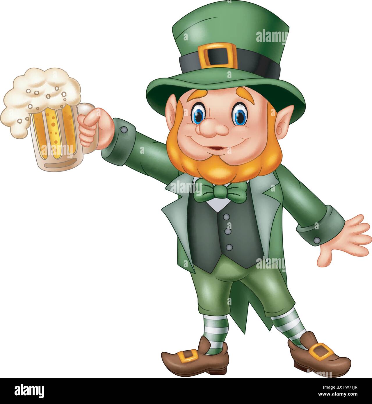 Cartoon-St. Patricks Day, Kobold mit Becher Bier Stock Vektor
