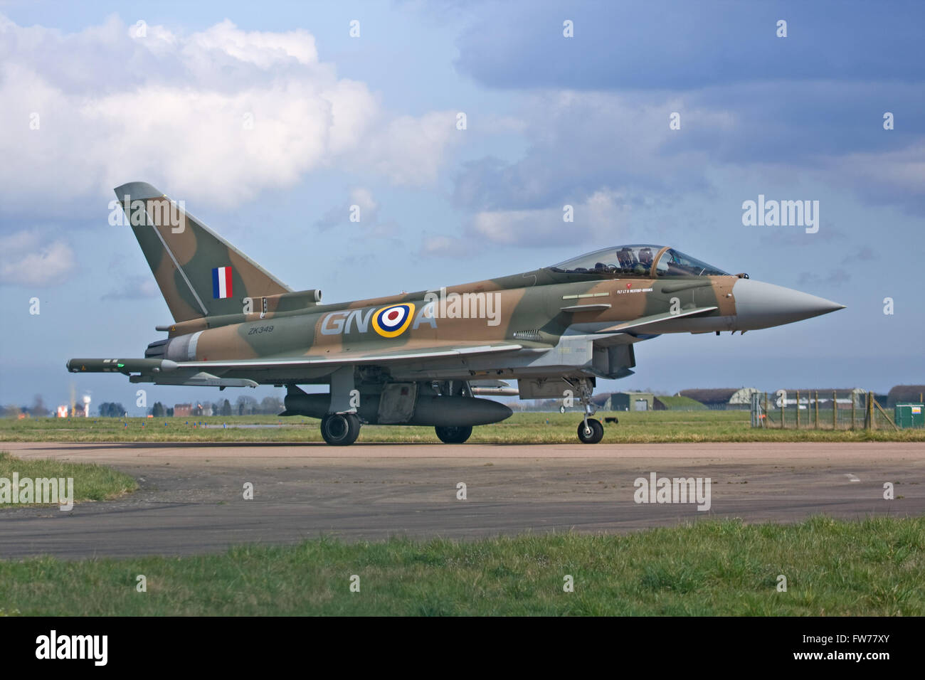 RAF Eurofighter Typhoon ZK349 GN-A No.29(R) Geschwader, RAF Coningsby Stockfoto