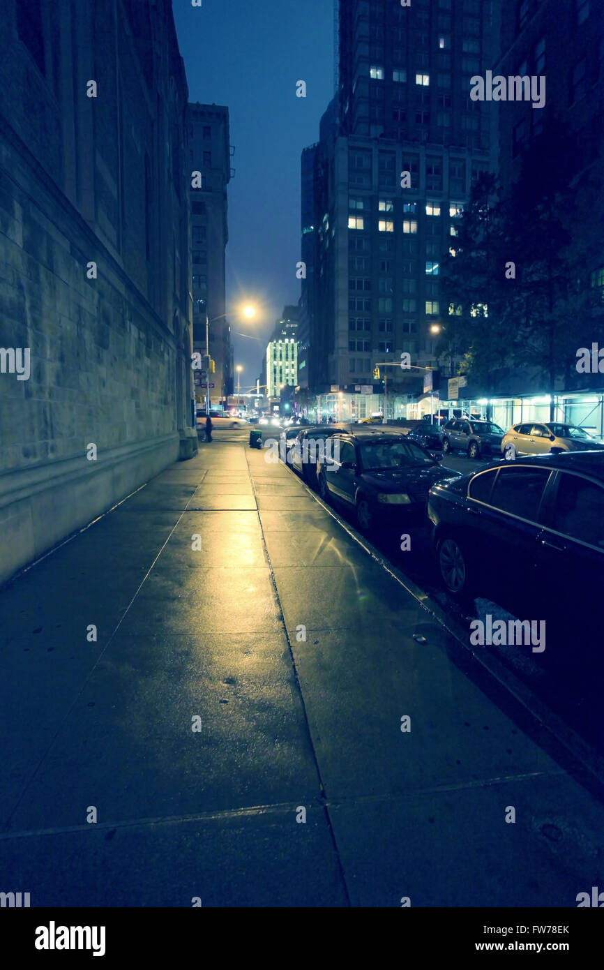 New York Straße bei Nacht Stockfoto