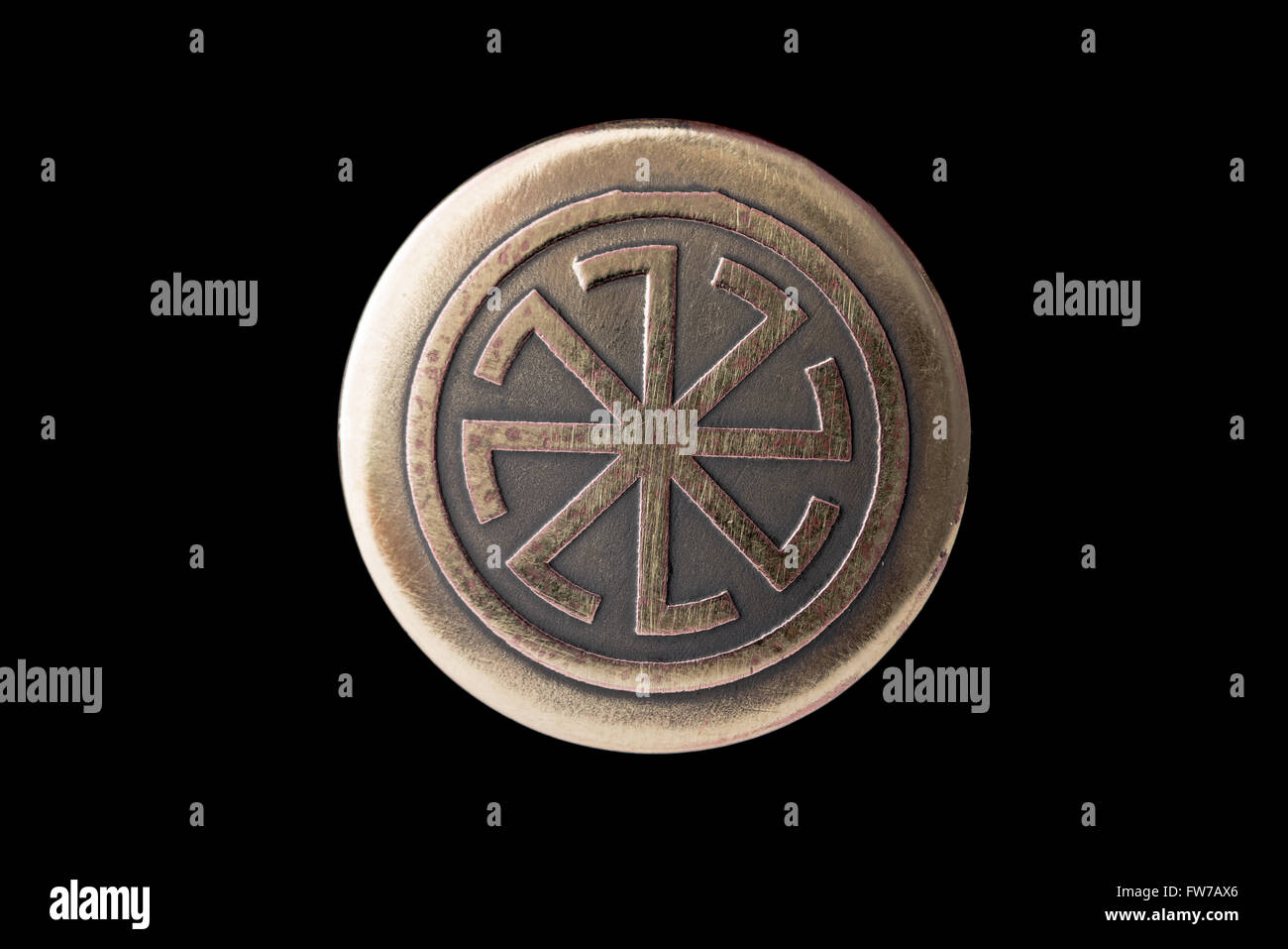 Kolyadniki und Kolovrat - ein Symbol der Sonne. Stockfoto