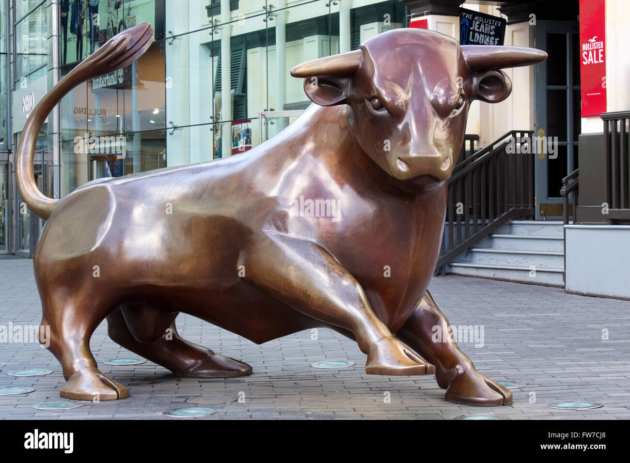 Birmingham-Bull. Erstellt von Laurence Broderick. Eine Bronze-Skulptur, die nun ein Symbol von Birmingham (Brum) geworden ist. Stockfoto